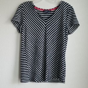 Jones New York Signature Navy Stripe Top